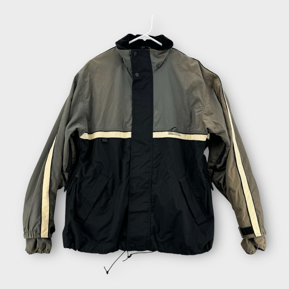 VINTAGE Quiksilver Snow Jacket Mens Medium Gray Lightweight Coat Y2K‎ Ski FLAWED